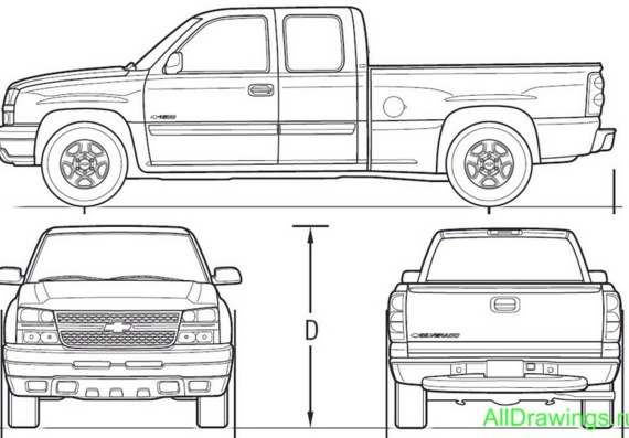 Chevrolet Silverado (2006) (Шевроле Силверадо (2006)) - чертежи (рисунки) автомобиля